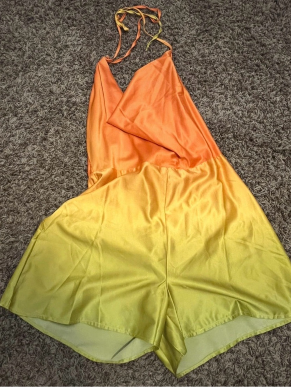 Fashion Nova Orange to Yellow Ombre Halter Romper